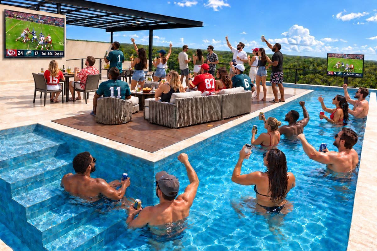 Super Bowl pool party at the venue